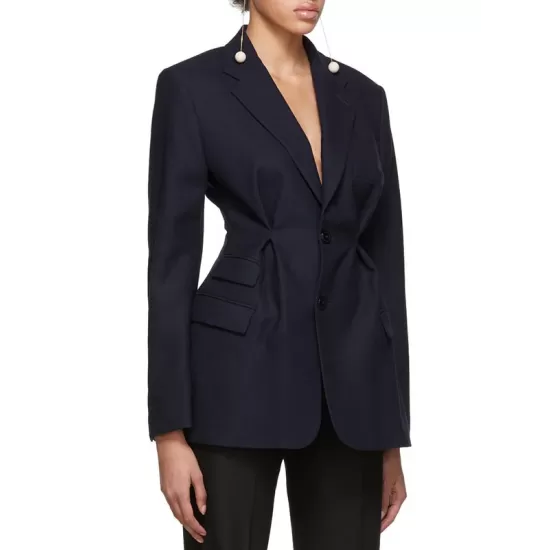 Original Long Sleeves Loose Solid Color Deep V-Neck Outerwear Blazer