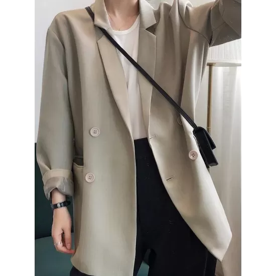 Loose Solid Color Casual Blazer Outwear