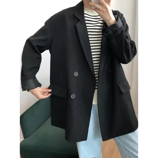 Loose Solid Color Casual Blazer Outwear