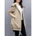 Casual Loose 4 Colors Pleated Zipper Hooded Long Sleeves Outwear