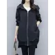 Casual Loose 4 Colors Pleated Zipper Hooded Long Sleeves Outwear