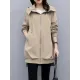 Casual Loose 4 Colors Pleated Zipper Hooded Long Sleeves Outwear