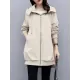 Casual Loose 4 Colors Pleated Zipper Hooded Long Sleeves Outwear