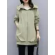 Casual Loose 4 Colors Pleated Zipper Hooded Long Sleeves Outwear