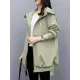 Casual Loose 4 Colors Pleated Zipper Hooded Long Sleeves Outwear