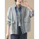 Casual False Two Loose Buttoned Contrast Color Split-Joint Lapel Collar Outerwear