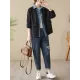 Casual False Two Loose Buttoned Contrast Color Split-Joint Lapel Collar Outerwear