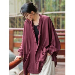 Vintage Batwing Sleeves Split-Joint Solid Color Outerwear