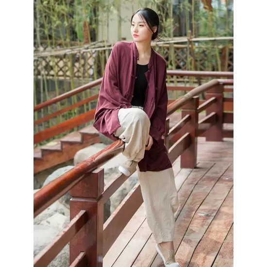 Vintage Batwing Sleeves Split-Joint Solid Color Outerwear