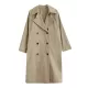 Loose Buttoned Notched Collar Trench Coat