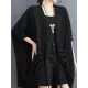 Drawstring Solid Color Half Sleeves Irregular Clipping V-Neck Outerwear