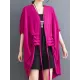 Drawstring Solid Color Half Sleeves Irregular Clipping V-Neck Outerwear