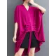 Drawstring Solid Color Half Sleeves Irregular Clipping V-Neck Outerwear