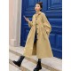 Casual Lose Tied Buttoned High-Waist Notched Collar Long Bishop Sleeves Trench Coat