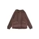 Artistic Retro Loose Long Sleeves Solid Color Zipper Hooded Outerwear