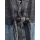 Artistic Retro Denim Long Sleeves Loose Tied Split-Joint Trench Outerwear