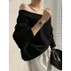 Casual Loose Long Sleeves Solid Color Off-The-Shoulder Sweater Tops