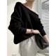 Casual Loose Long Sleeves Solid Color Off-The-Shoulder Sweater Tops