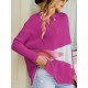 Contrast Color Batwing Sleeves Long Sleeves Round-Neck Sweater Tops Pullovers Knitwear