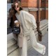 Casual Loose Solid Color Round-Neck Sweater Tops & Wide Leg Pants Suits