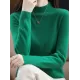 Office Long Sleeves Solid Color High-Neck Sweater Tops Pullovers