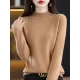 Office Long Sleeves Solid Color High-Neck Sweater Tops Pullovers