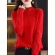 Office Long Sleeves Solid Color High-Neck Sweater Tops Pullovers