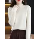 Office Long Sleeves Solid Color High-Neck Sweater Tops Pullovers