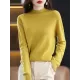 Office Long Sleeves Solid Color High-Neck Sweater Tops Pullovers