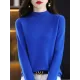 Office Long Sleeves Solid Color High-Neck Sweater Tops Pullovers