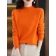 Office Long Sleeves Solid Color High-Neck Sweater Tops Pullovers