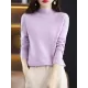 Office Long Sleeves Solid Color High-Neck Sweater Tops Pullovers