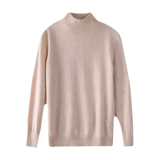 Office Long Sleeves Solid Color High-Neck Sweater Tops Pullovers