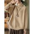 Vintage Long Sleeves Loose Solid Color High-Neck Sweater Tops