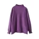 Vintage Long Sleeves Loose Solid Color High-Neck Sweater Tops