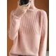 Casual Long Sleeves Loose Solid Color High-Neck Sweater Tops