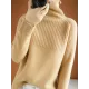 Casual Long Sleeves Loose Solid Color High-Neck Sweater Tops