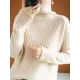 Casual Long Sleeves Loose Solid Color High-Neck Sweater Tops