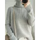 Casual Long Sleeves Loose Solid Color High-Neck Sweater Tops