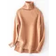 Casual Long Sleeves Loose Solid Color High-Neck Sweater Tops