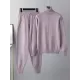 Casual Solid Long Sleeves High-Neck Sweater Tops & Drawstring Wide Leg Pants Suits