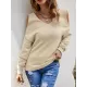 Casual Long Sleeves Solid Color Halter-Neck Sweater Tops