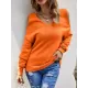 Casual Long Sleeves Solid Color Halter-Neck Sweater Tops