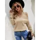 Casual Long Sleeves Solid Color Halter-Neck Sweater Tops