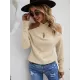 Casual Long Sleeves Solid Color Halter-Neck Sweater Tops