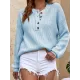 Casual Long Sleeves Solid Color Round-Neck Sweater Tops