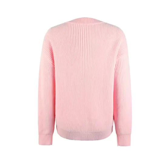 Casual Long Sleeves Solid Color Round-Neck Sweater Tops