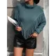 Solid Color Tasseled Long Sleeves Loose High-neck Sweater Tops Pullovers Knitwear