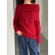 Solid Color Long Sleeves Loose Off-the-shoulder Sweater Pullovers Knitwear