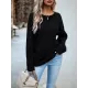 Solid Color Long Sleeves Loose Round-Neck Sweater Pullovers